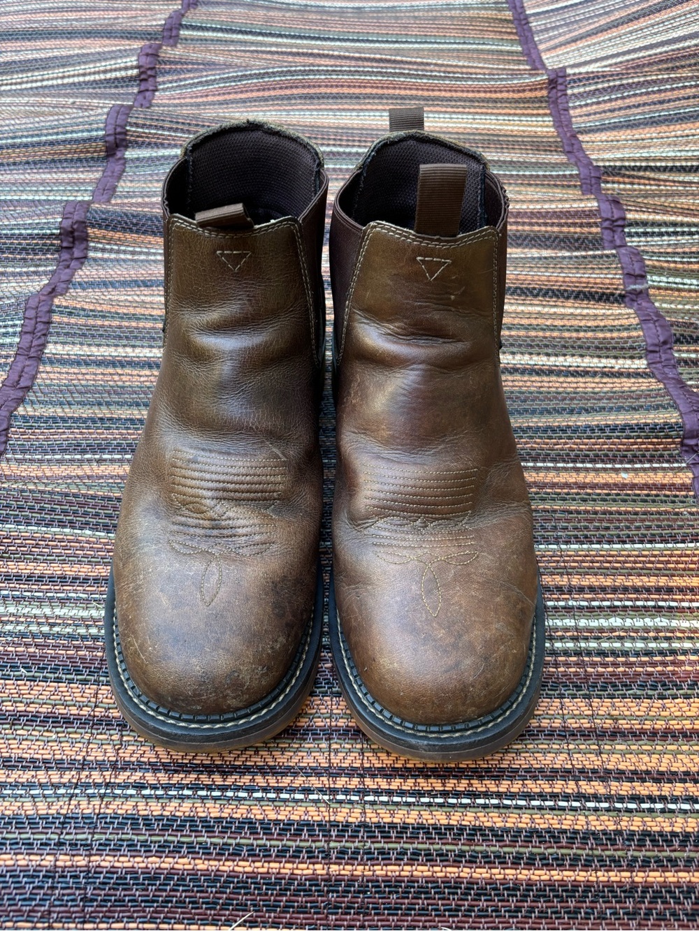 Justin Boots Brown Slip-On Western Work Boots